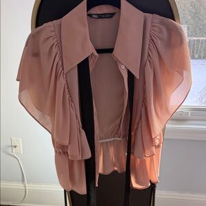 Zara Women's Blush Ruffled Blouse